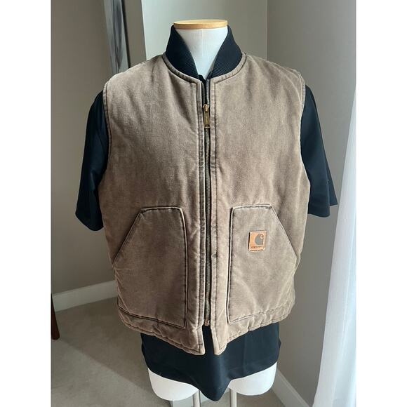 Vtg Carhartt brown duck canvas Quilted vest size XL - Picture 1 of 7